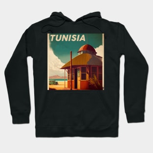 Tunisia Hut Vintage Travel Art Poster Hoodie